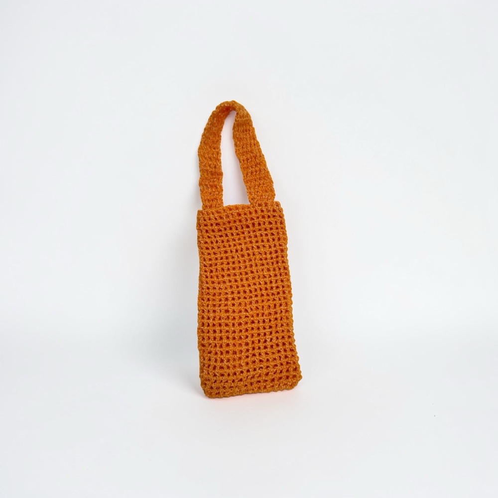 Handmade Crochet Phone Mini Hand Bag Orange Yellow